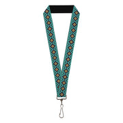 Lanyard - 1.0" - Geometric6 Navy Turquoise Gold Lanyards Buckle-Down