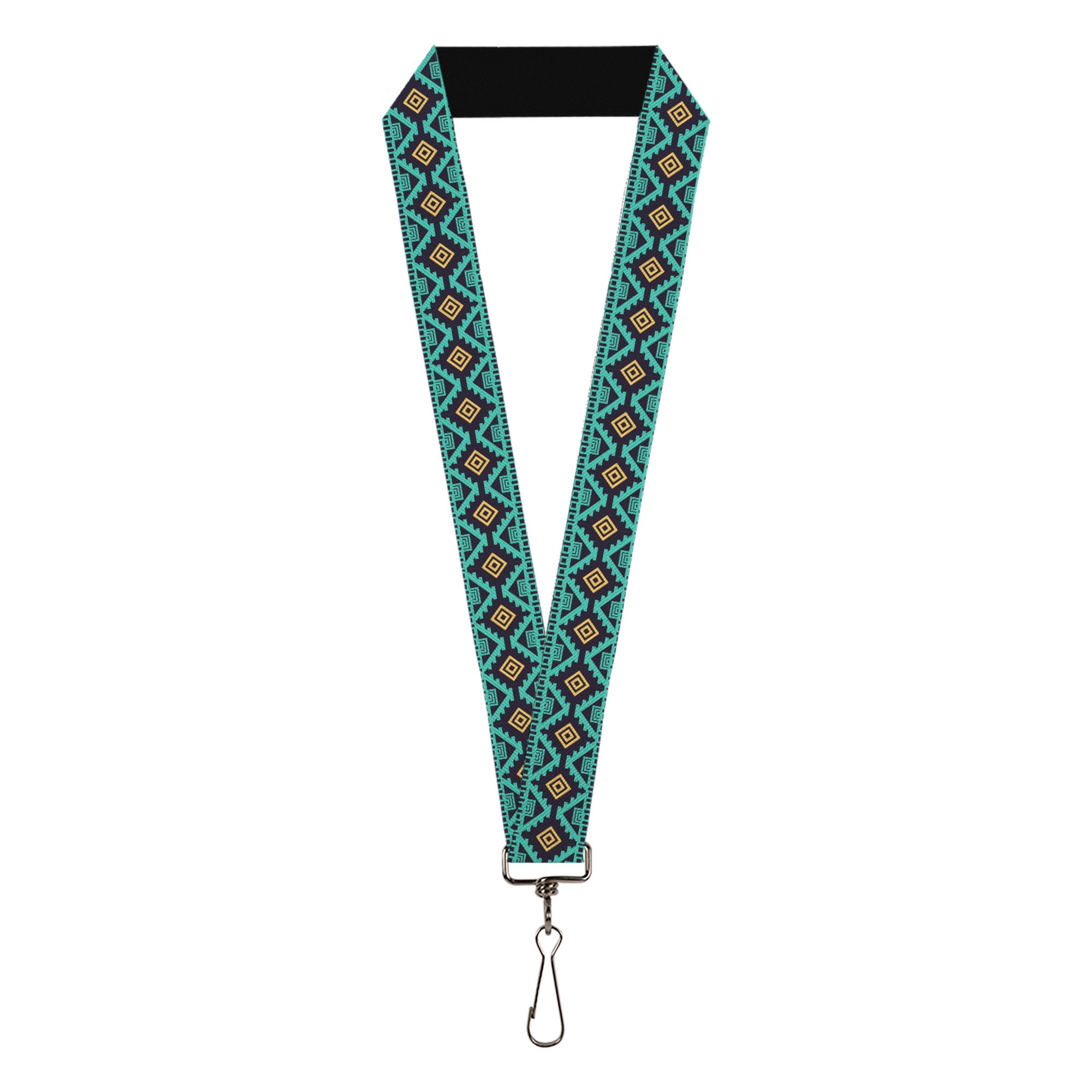 Lanyard - 1.0" - Geometric6 Navy Turquoise Gold Lanyards Buckle-Down