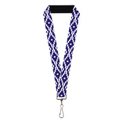 Lanyard - 1.0" - Geometric Diamond Blue White Lanyards Buckle-Down