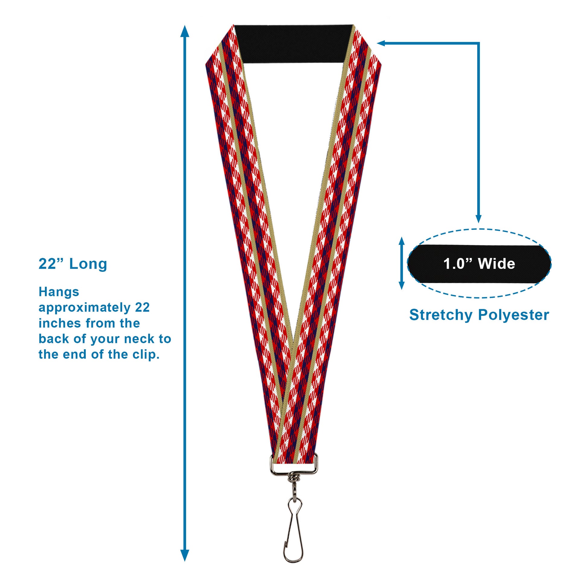 Lanyard - 1.0" - Geometric Weave Tan White Red Blue Lanyards Buckle-Down