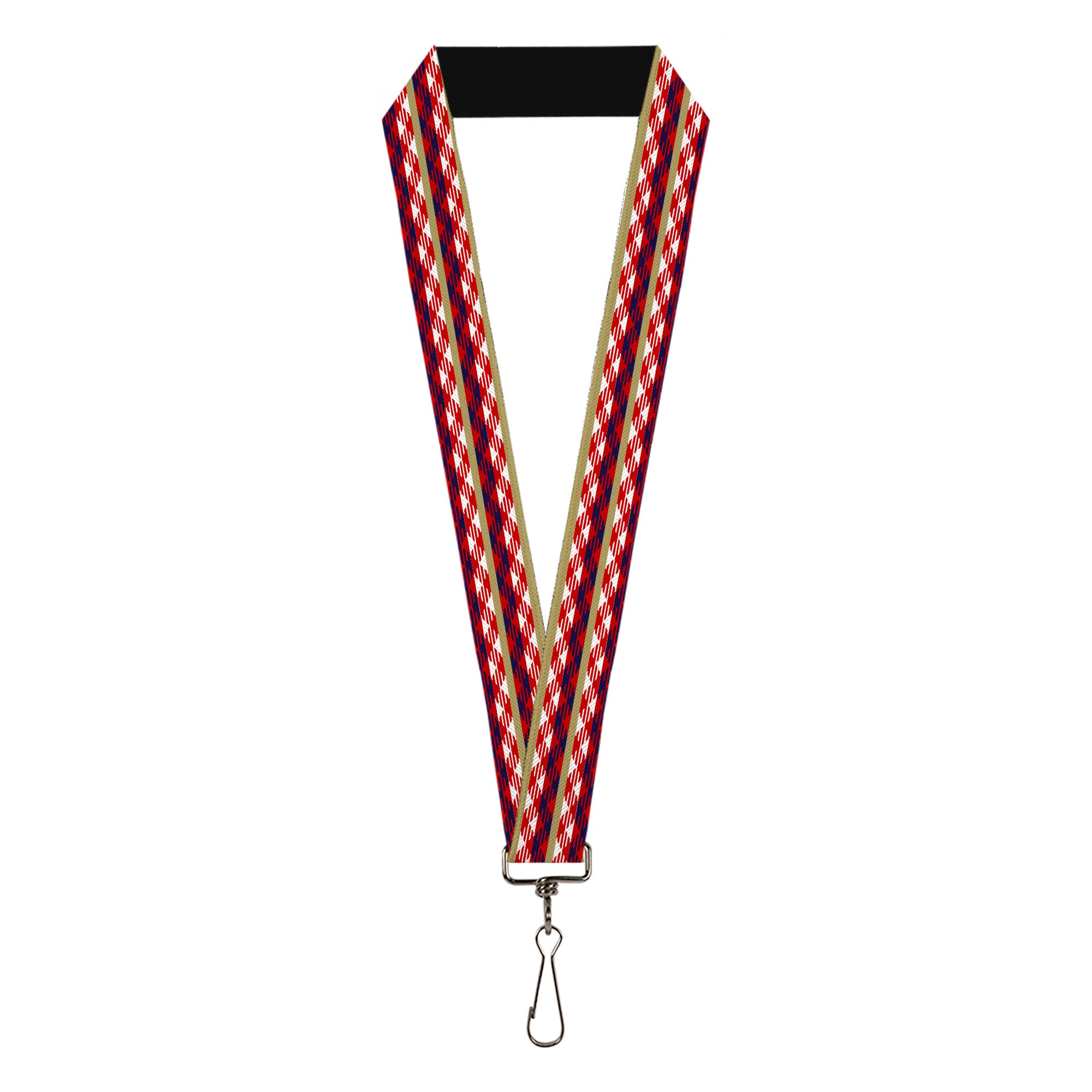 Lanyard - 1.0" - Geometric Weave Tan White Red Blue Lanyards Buckle-Down