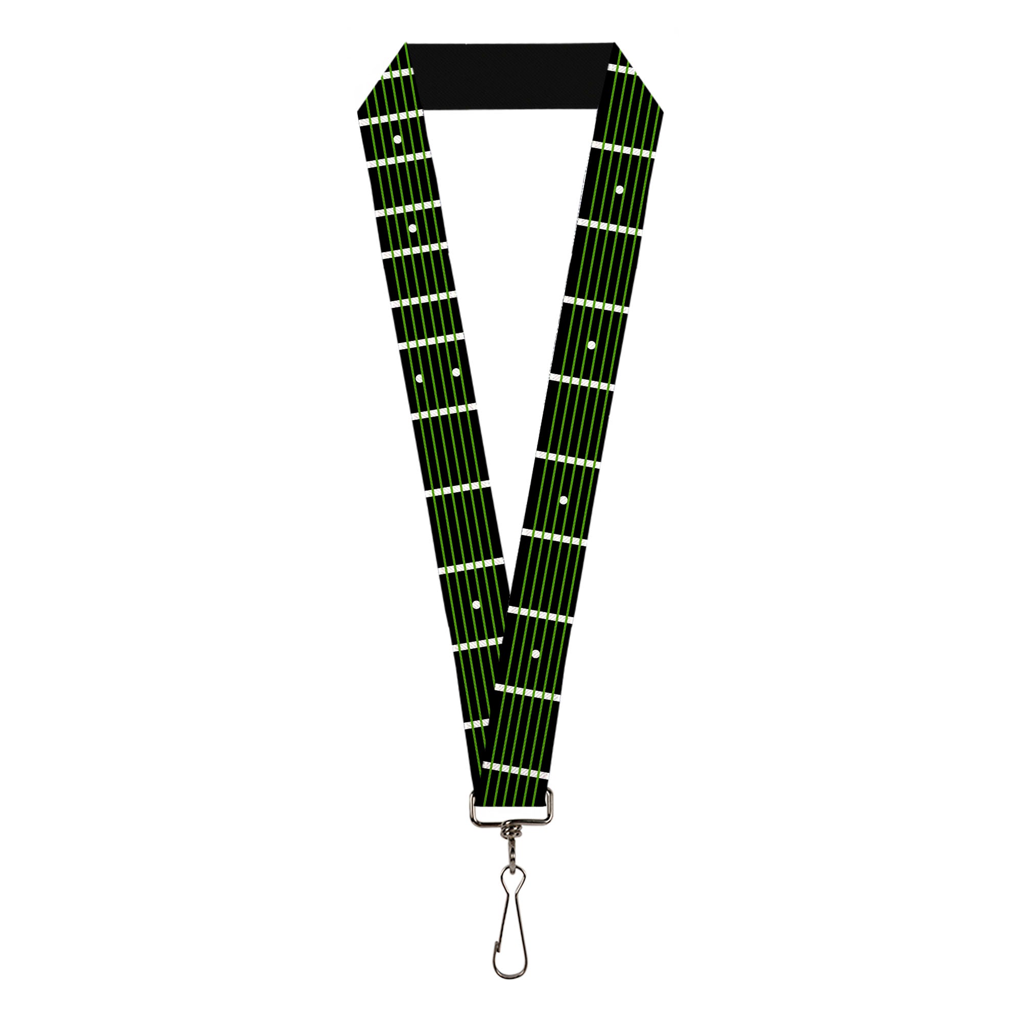 Lanyard - 1.0" - Guitar Neck Black White Lime Green Lanyards Buckle-Down