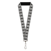 Lanyard - 1.0" - Geometric Diamond2 Black White Black Lanyards Buckle-Down