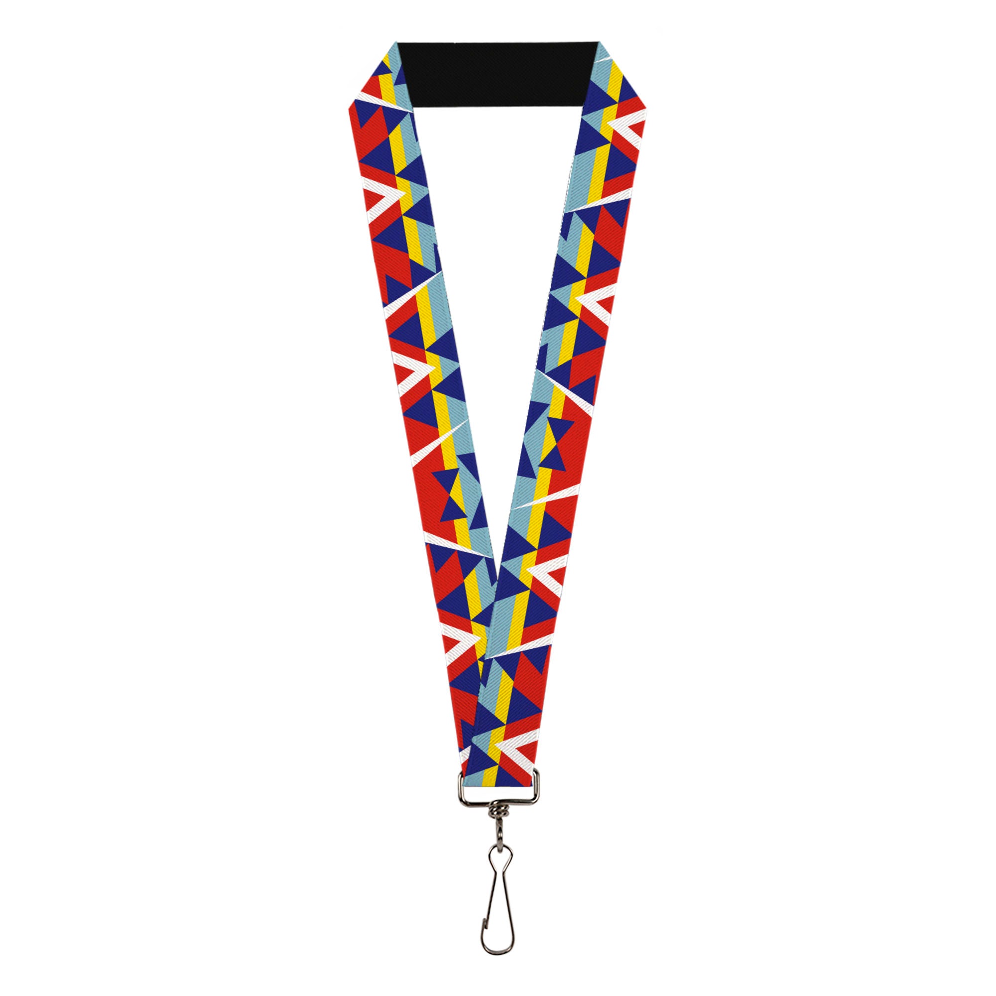 Lanyard - 1.0" - Geometric Triangles Stripe Red White Blues Yellow Lanyards Buckle-Down