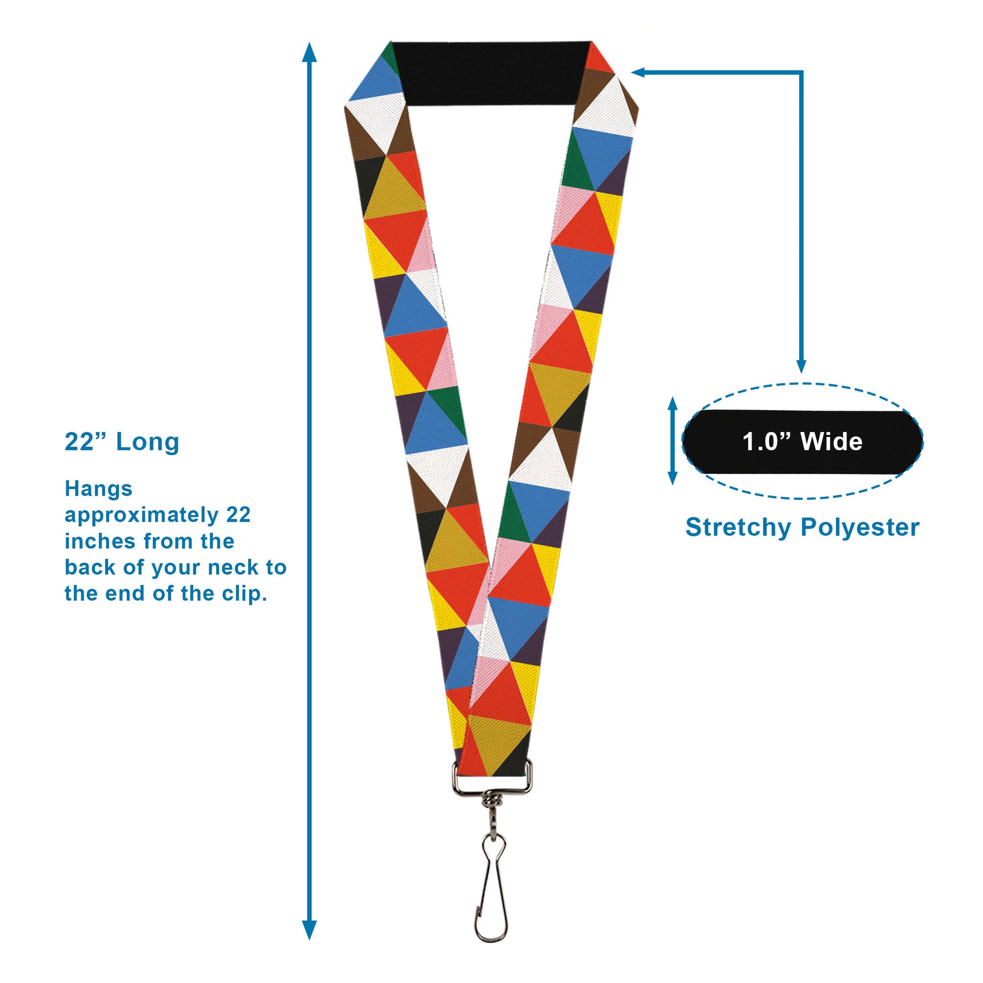 Lanyard - 1.0" - Geometric Triangle Blocks Multi Color Lanyards Buckle-Down
