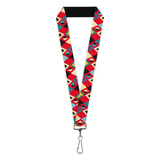 Lanyard - 1.0" - Geometric9 Black Red Turquoise Ivory Lanyards Buckle-Down