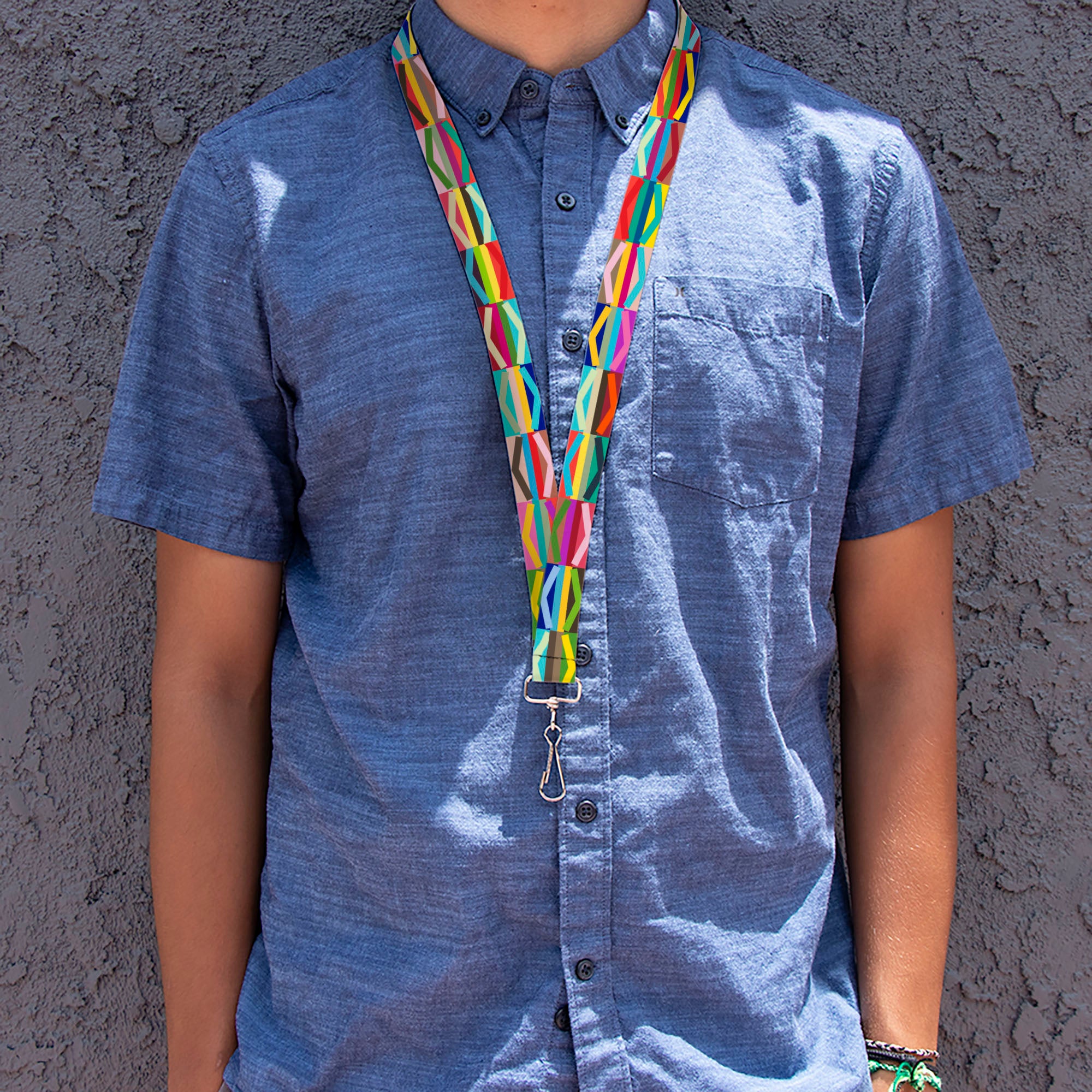 Lanyard - 1.0" - Geometric10 Multi Color Lanyards Buckle-Down