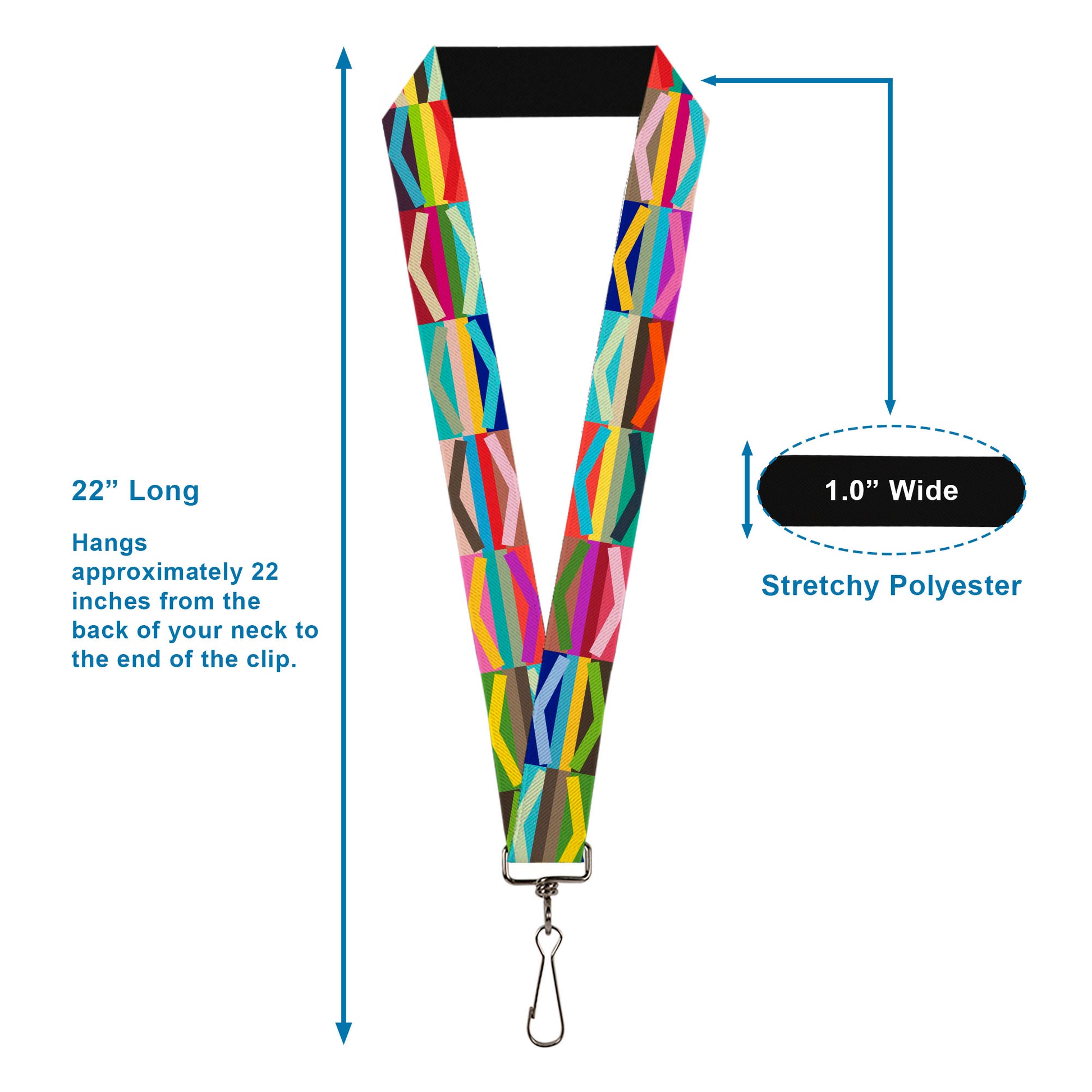 Lanyard - 1.0" - Geometric10 Multi Color Lanyards Buckle-Down