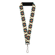 Lanyard - 1.0" - Geometric Diamonds Grays Red Turquoise Lanyards Buckle-Down