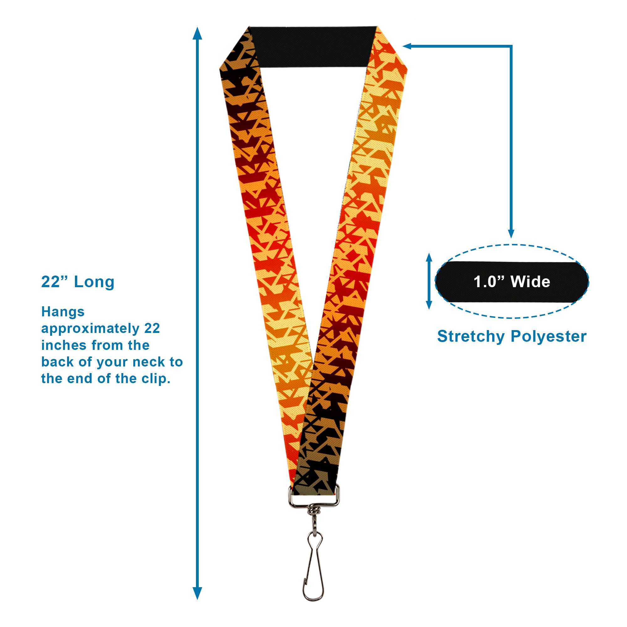 Lanyard - 1.0" - Geometric Transition Blues Reds Orange Yellows Lanyards Buckle-Down