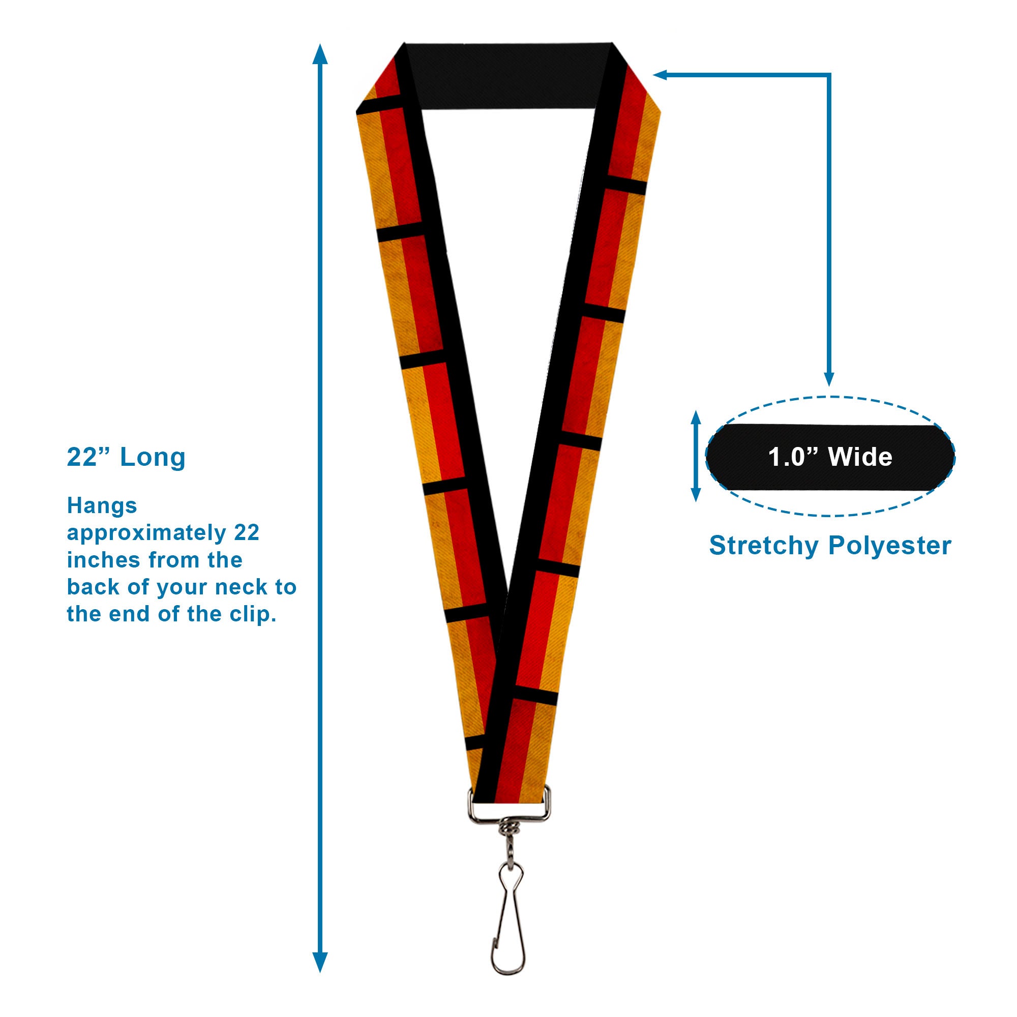 Lanyard - 1.0" - German Flag Distressed Lanyards Buckle-Down