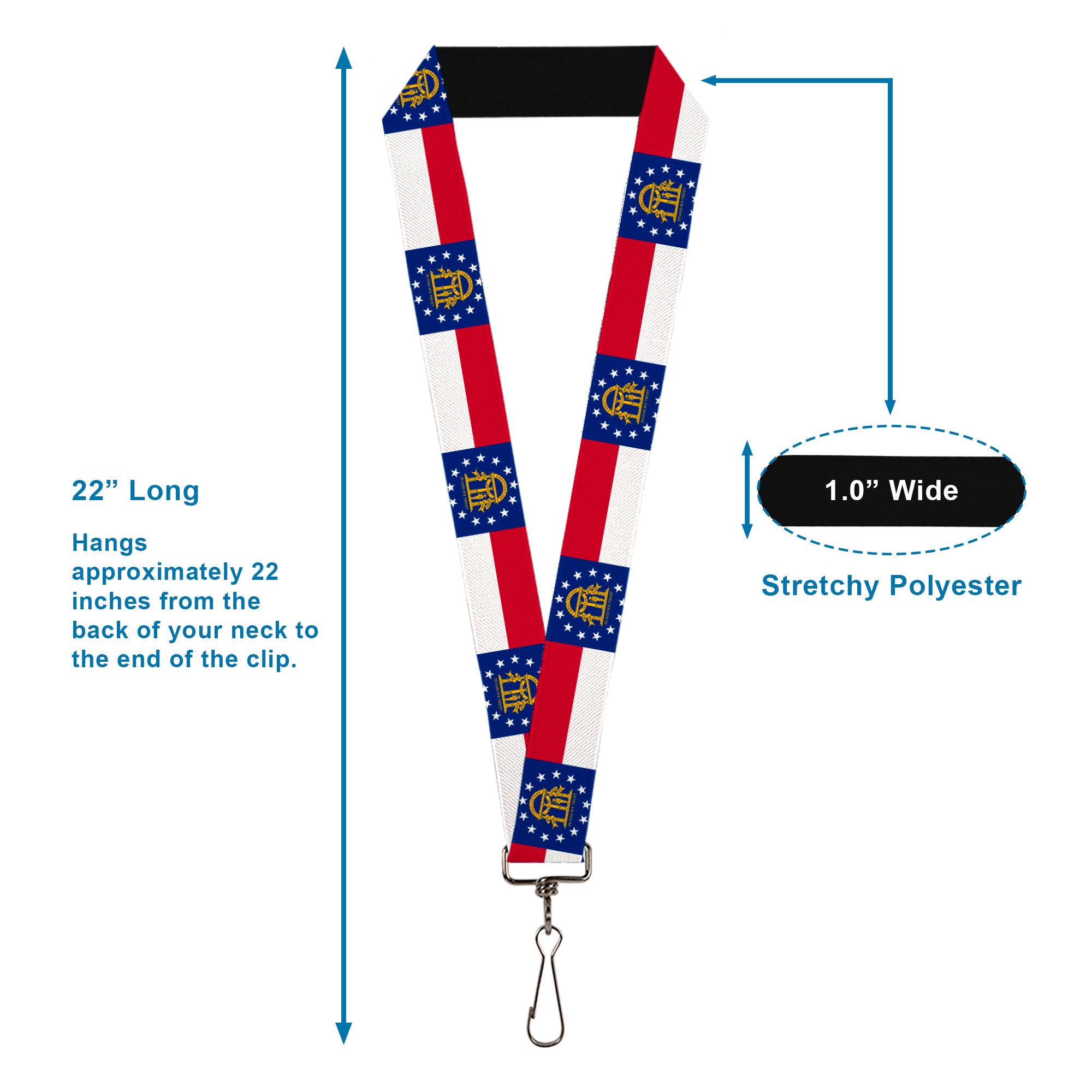 Lanyard - 1.0" - Georgia Flag Lanyards Buckle-Down