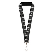 Lanyard - 1.0" - Guitar Neck Black White Lanyards Buckle-Down