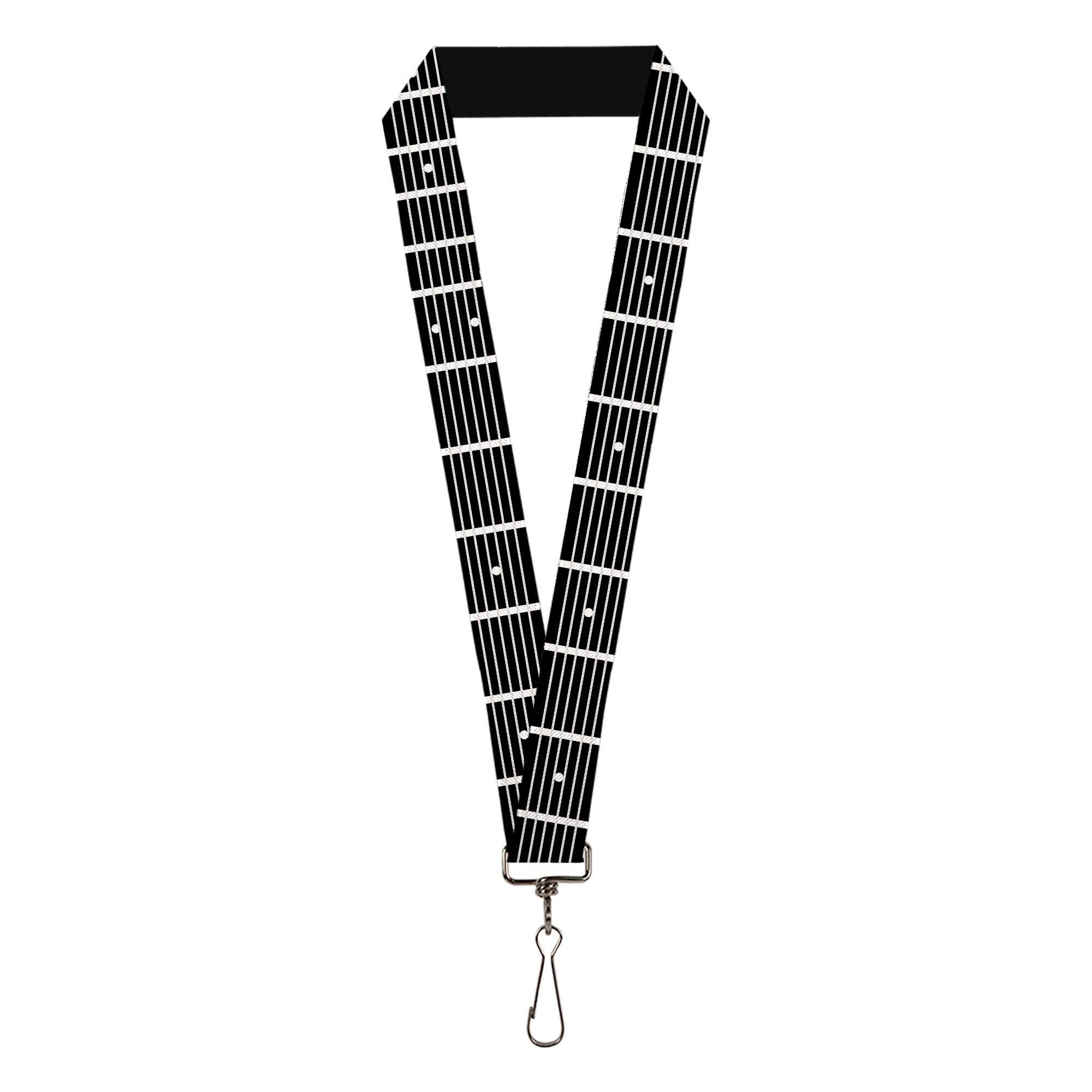 Lanyard - 1.0" - Guitar Neck Black White Lanyards Buckle-Down