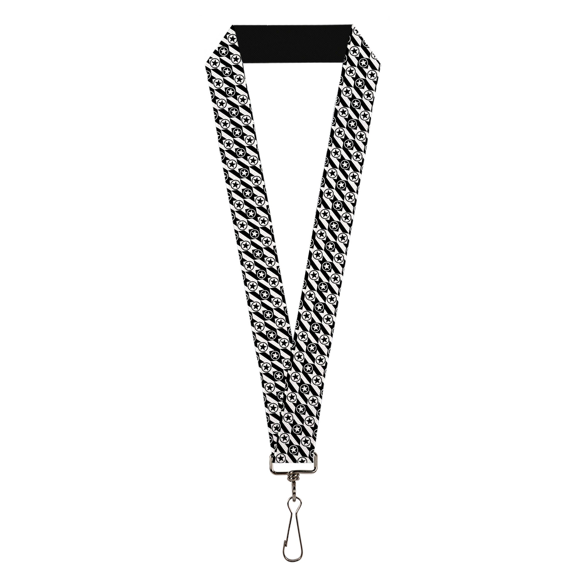 Lanyard - 1.0" - Houndstooth Star Black White Lanyards Buckle-Down