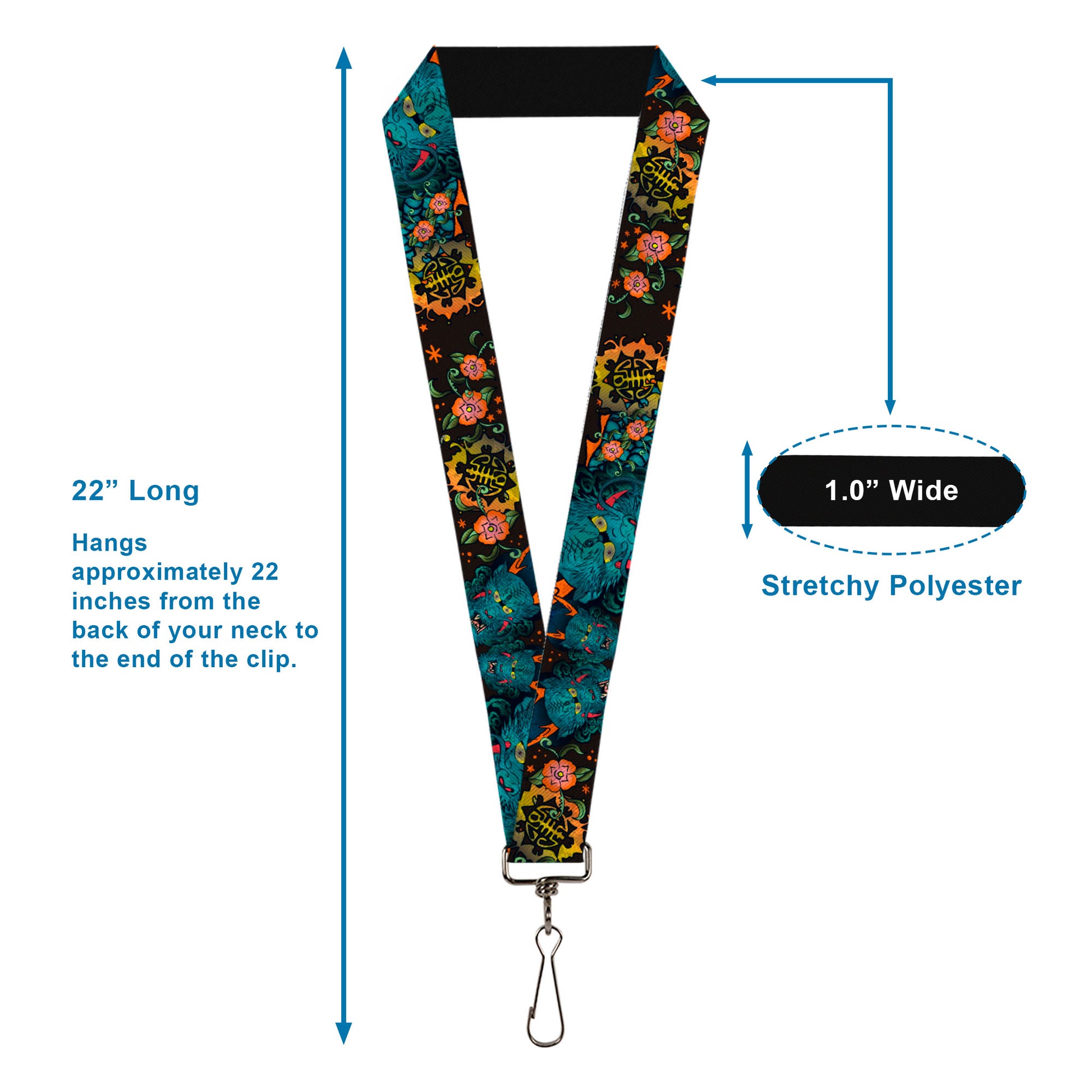 Lanyard - 1.0" - Honor CLOSE-UP Black Lanyards Buckle-Down