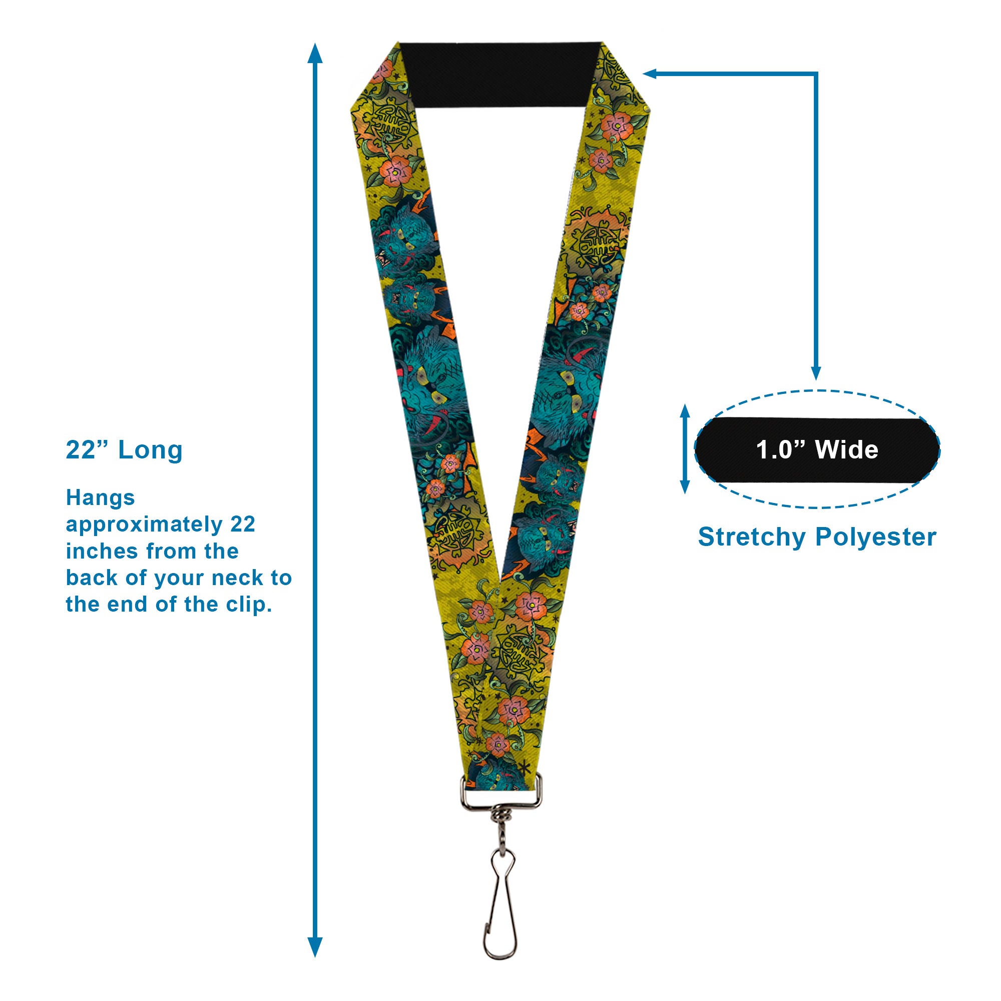 Lanyard - 1.0" - Honor CLOSE-UP Yellow Lanyards Buckle-Down