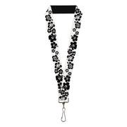 Lanyard - 1.0" - Hibiscus White Black Lanyards Buckle-Down