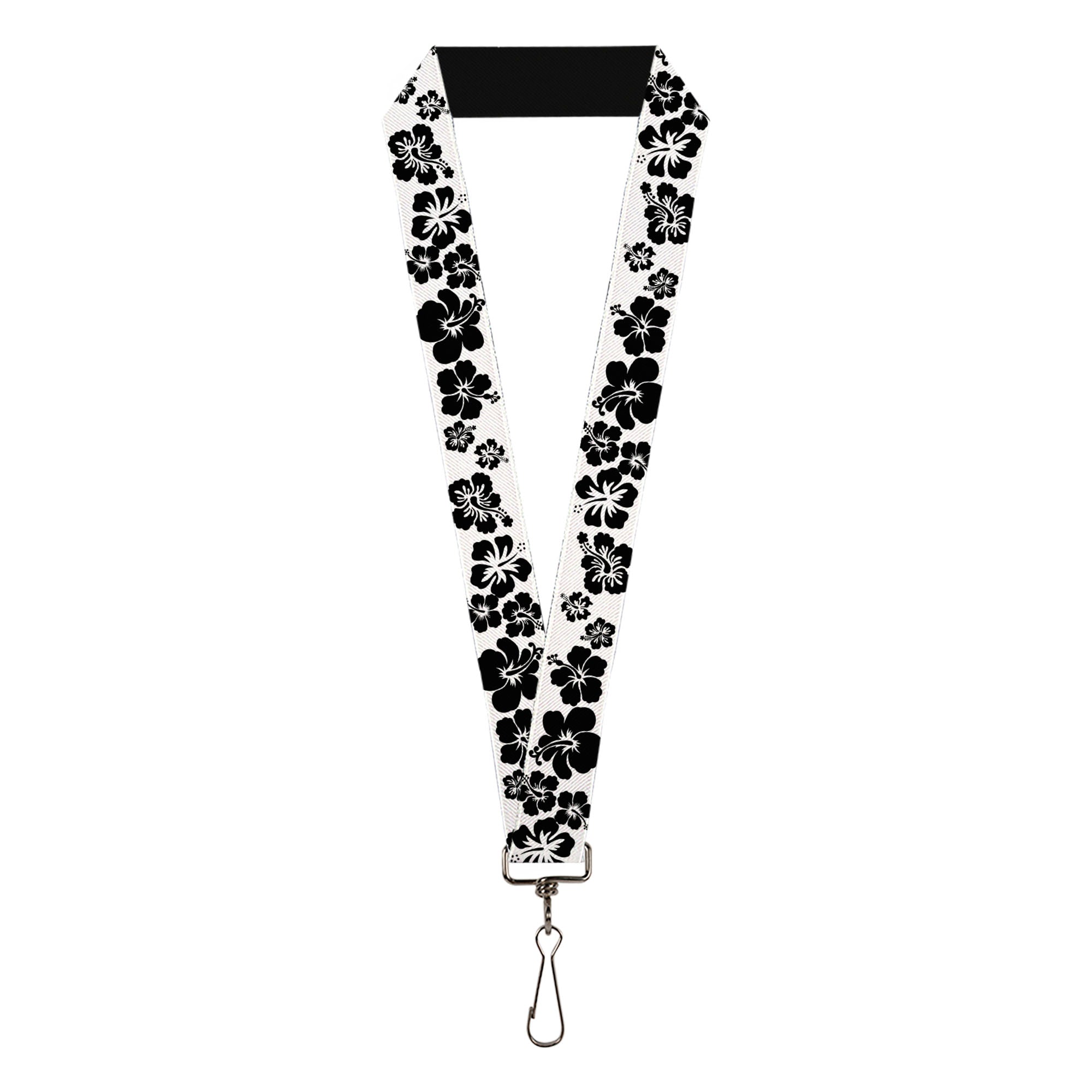 Lanyard - 1.0" - Hibiscus White Black Lanyards Buckle-Down