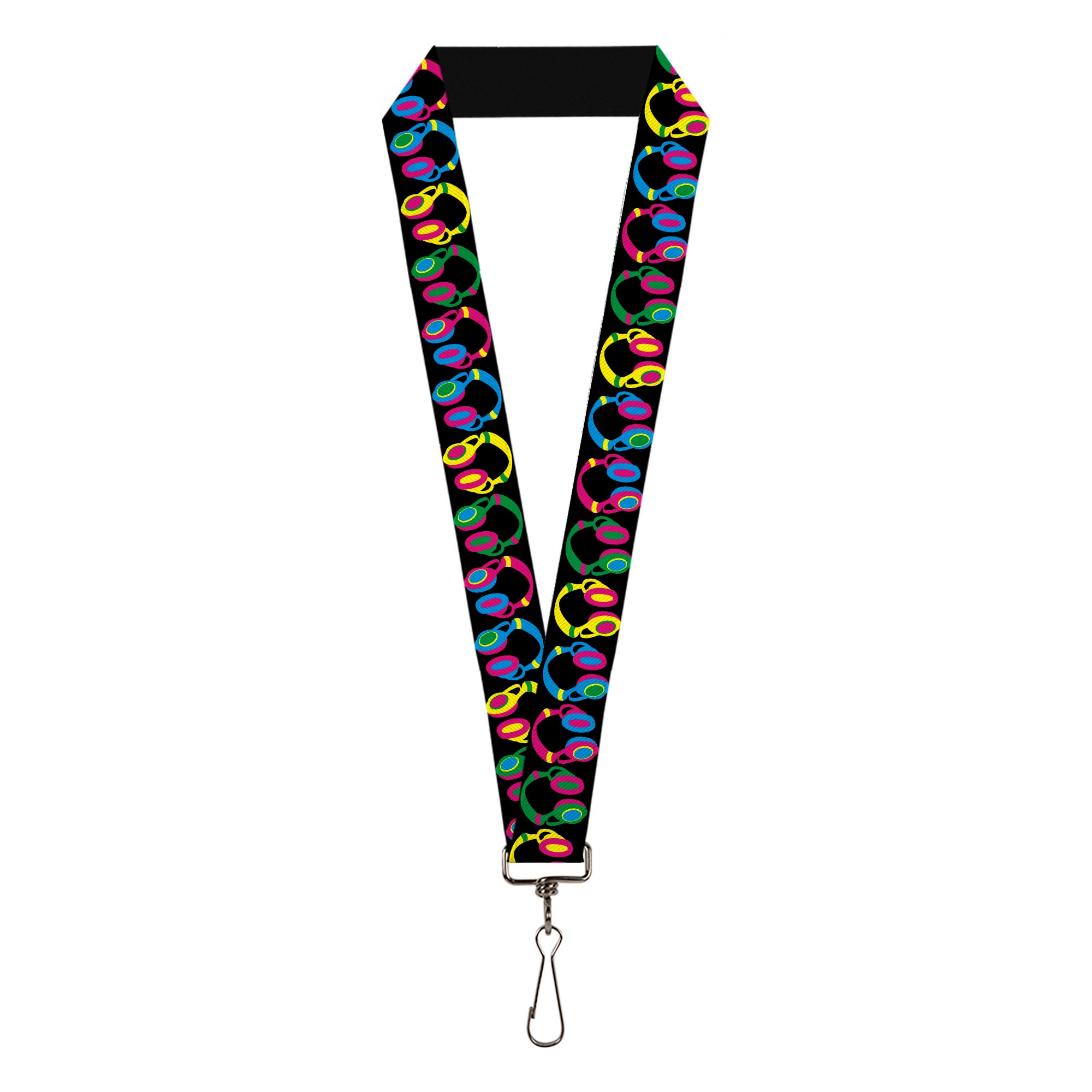 Lanyard - 1.0" - Headphones Black Neon Lanyards Buckle-Down