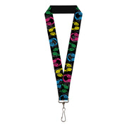 Lanyard - 1.0" - Headphones Buffalo Plaid Black Neon Lanyards Buckle-Down
