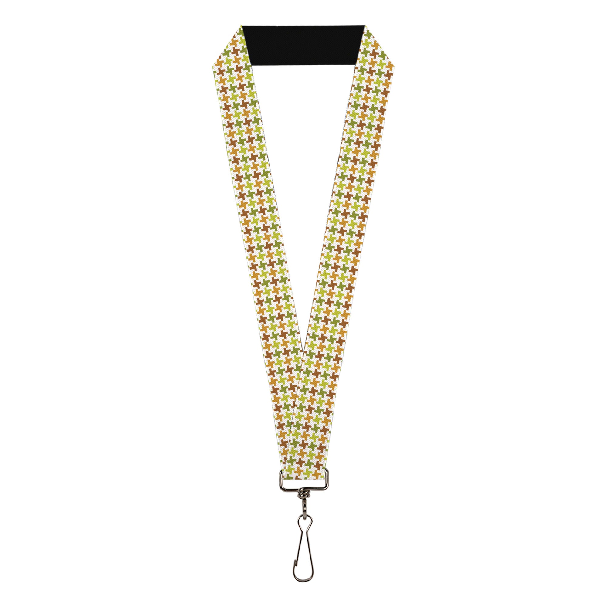 Lanyard - 1.0" - Houndstooth White Green Brown Lanyards Buckle-Down