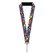 Lanyard - 1.0" - Hearts Black Multi Color Lanyards Buckle-Down