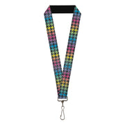 Lanyard - 1.0" - Houndstooth Black Rainbow Lanyards Buckle-Down