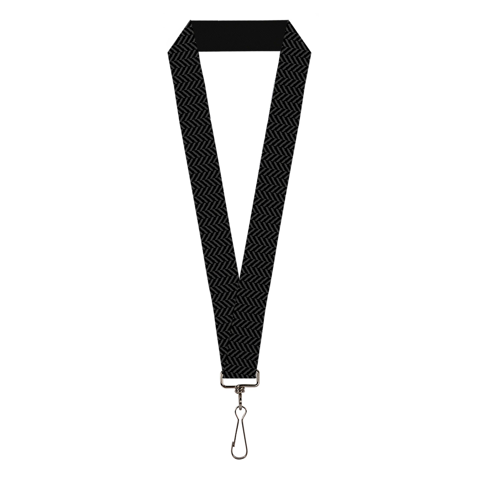 Lanyard - 1.0" - Herringbone Jagged Black Gray Lanyards Buckle-Down