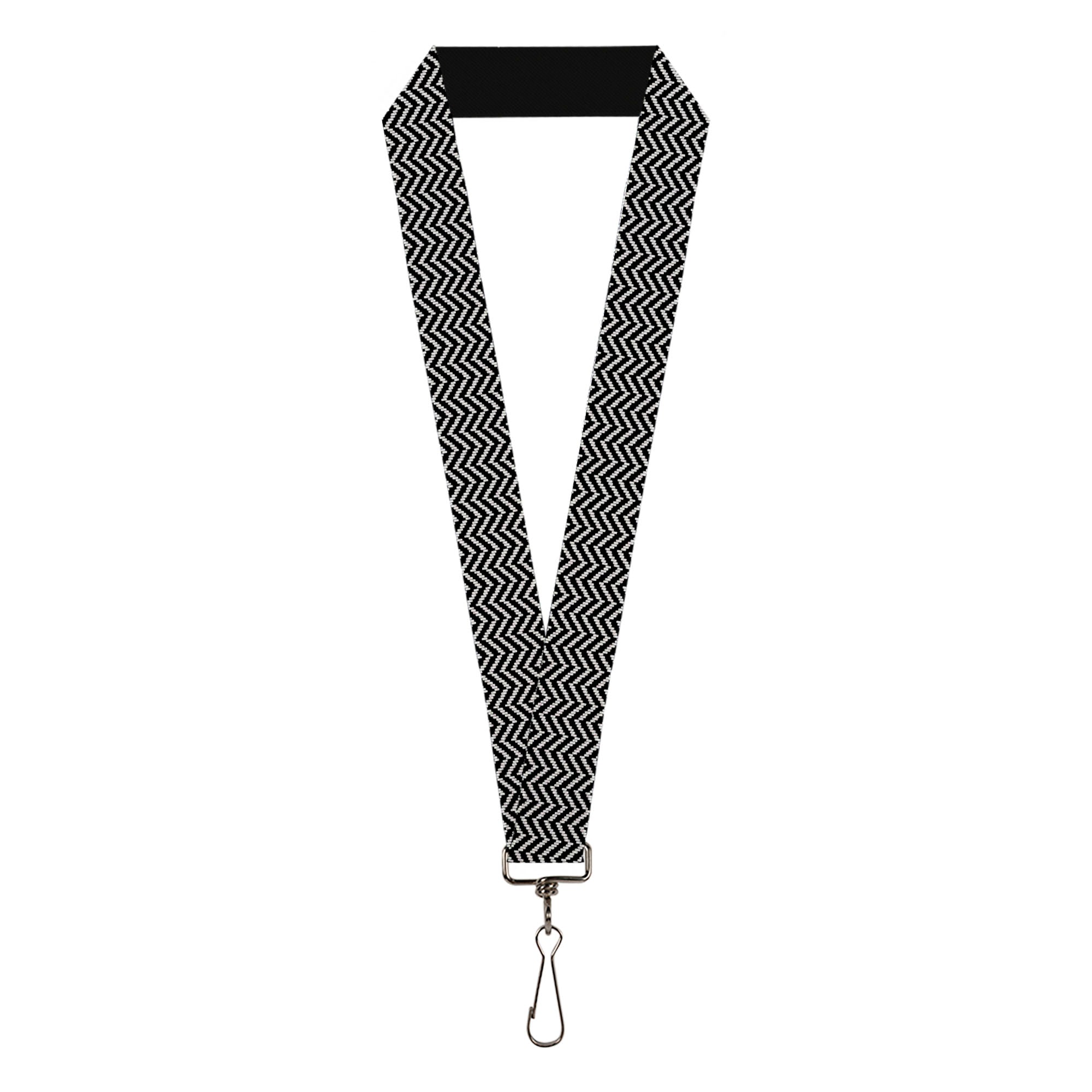 Lanyard - 1.0" - Herringbone Jagged Black White Lanyards Buckle-Down