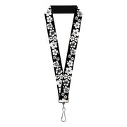 Lanyard - 1.0" - Hibiscus Black White Lanyards Buckle-Down