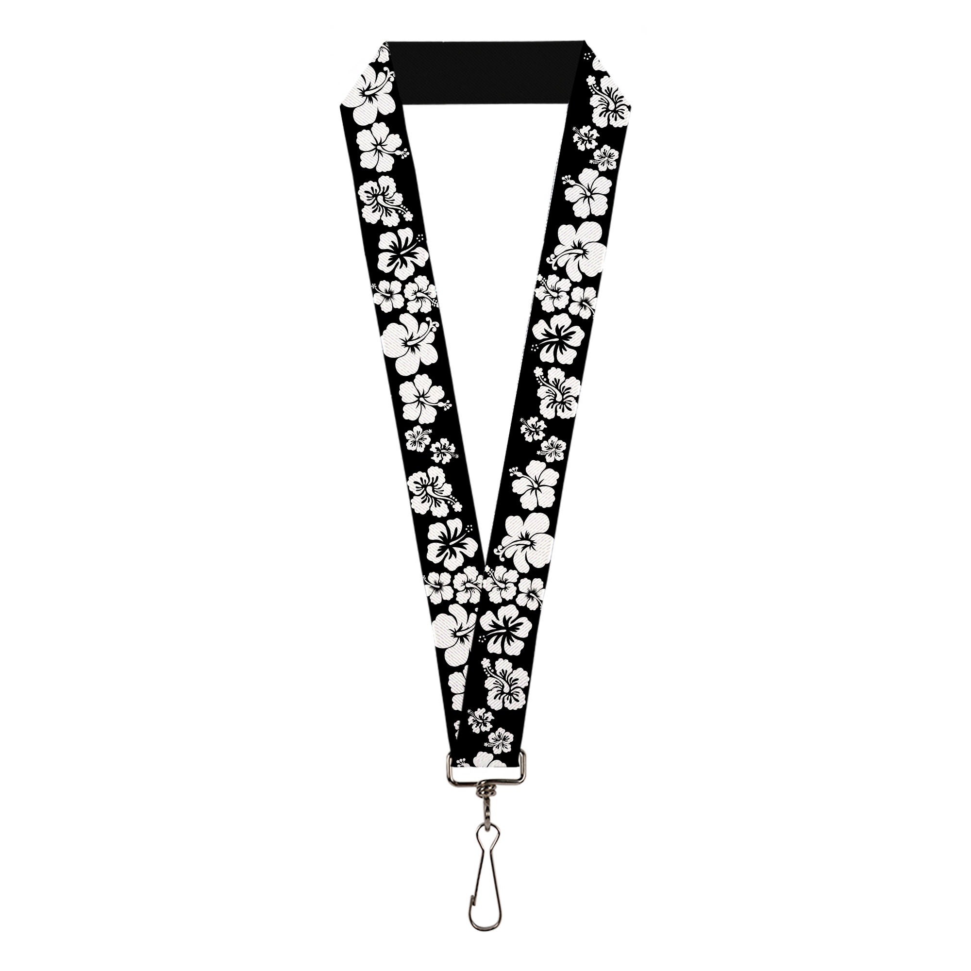 Lanyard - 1.0" - Hibiscus Black White Lanyards Buckle-Down
