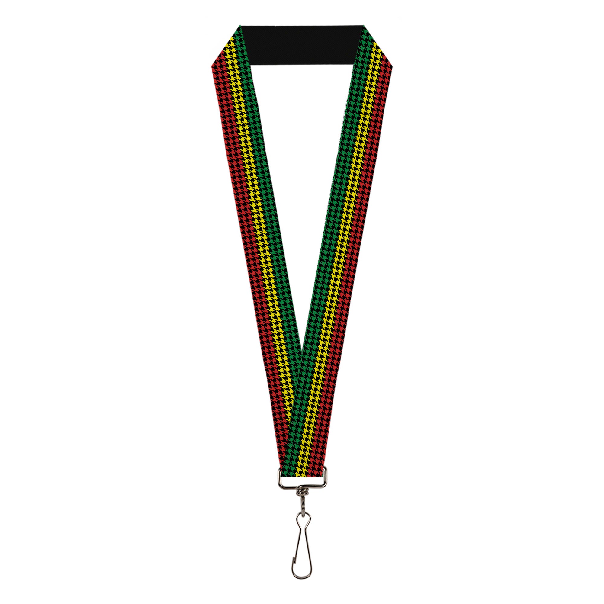 Lanyard - 1.0" - Houndstooth Black Rasta Lanyards Buckle-Down