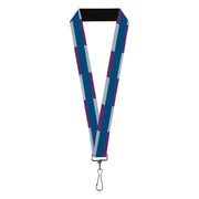 Lanyard - 1.0" - Hash Mark Stripe Turquoise Fuchsia White Lanyards Buckle-Down