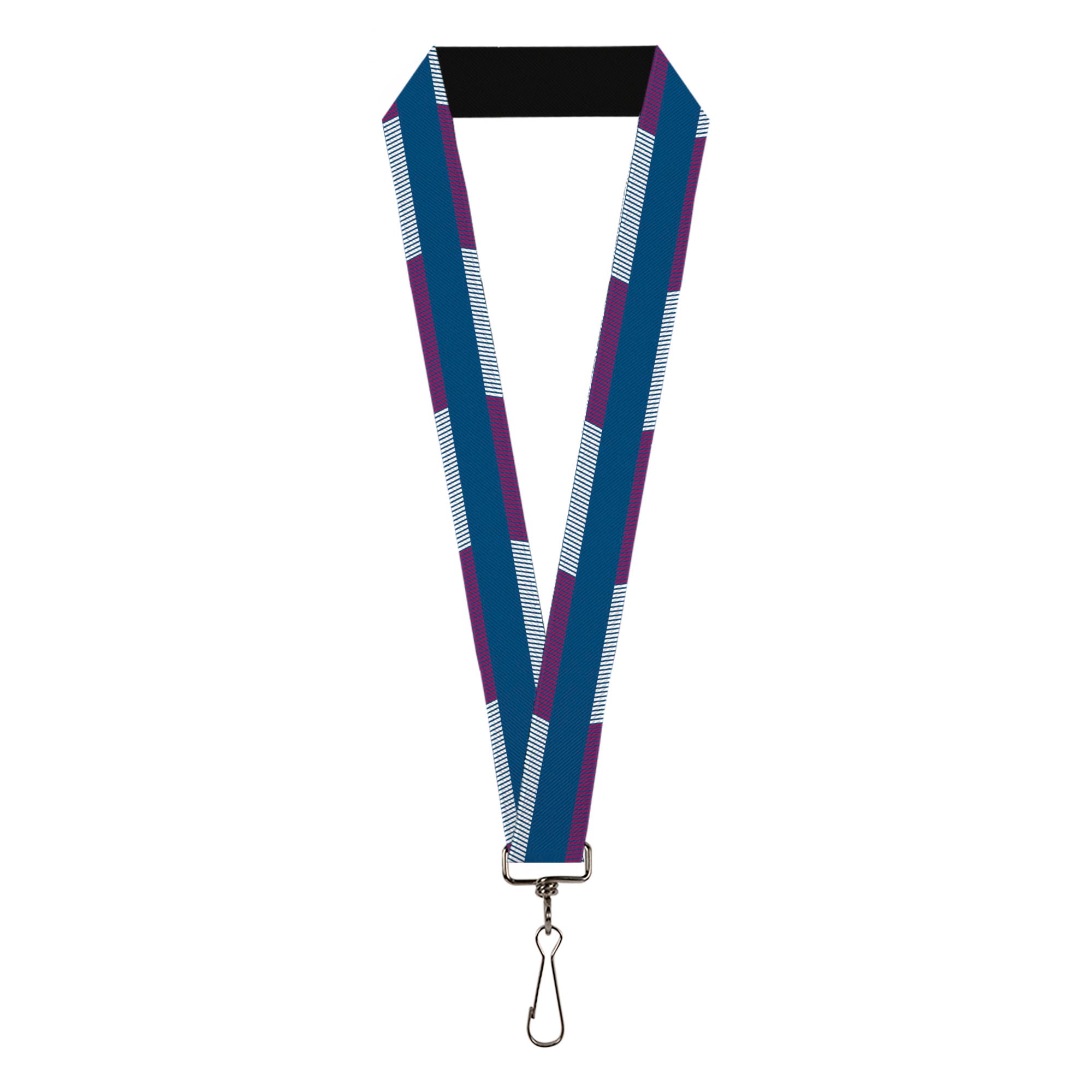 Lanyard - 1.0" - Hash Mark Stripe Turquoise Fuchsia White Lanyards Buckle-Down