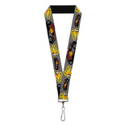 Lanyard - 1.0" - Hot Rod w Flame Skull Lanyards Buckle-Down