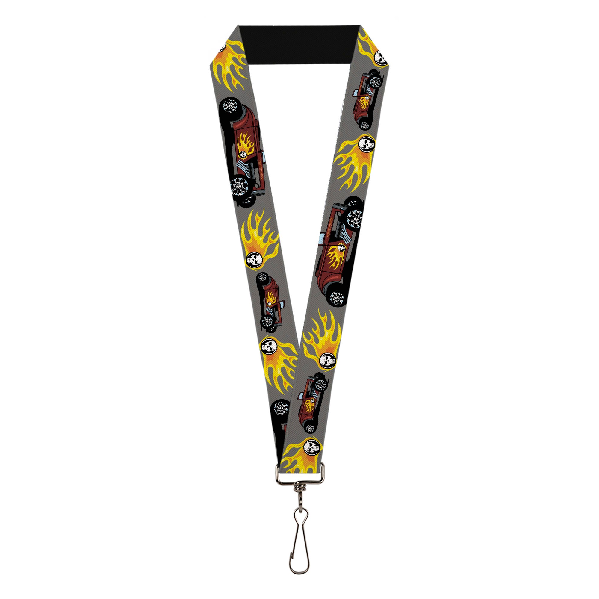 Lanyard - 1.0" - Hot Rod w Flame Skull Lanyards Buckle-Down