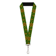 Lanyard - 1.0" - Holiday Holly Green Gold Red Lanyards Buckle-Down