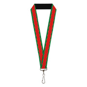 Lanyard - 1.0" - Holiday Trim Stripe Green Red Lanyards Buckle-Down