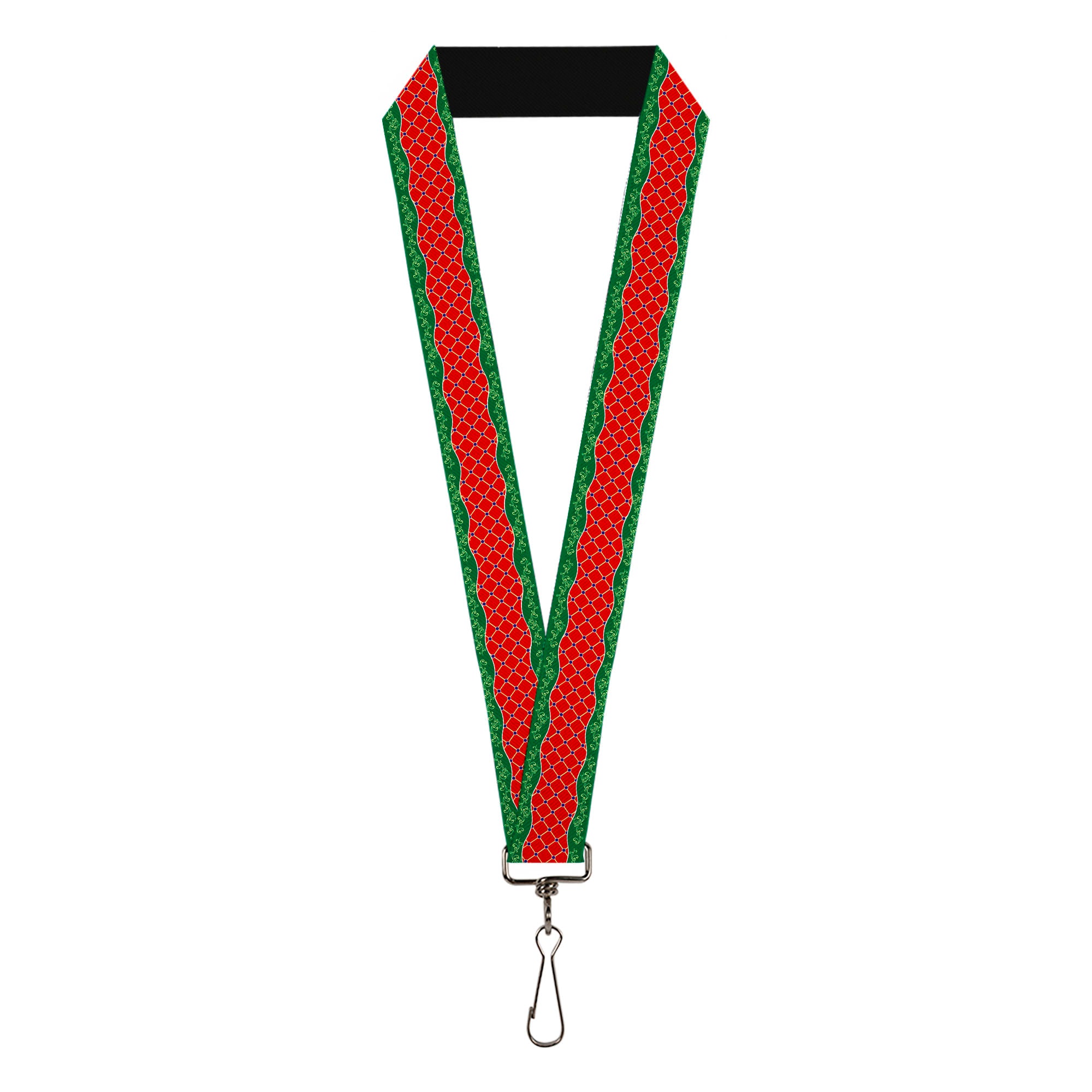 Lanyard - 1.0" - Holiday Trim Stripe Green Red Lanyards Buckle-Down