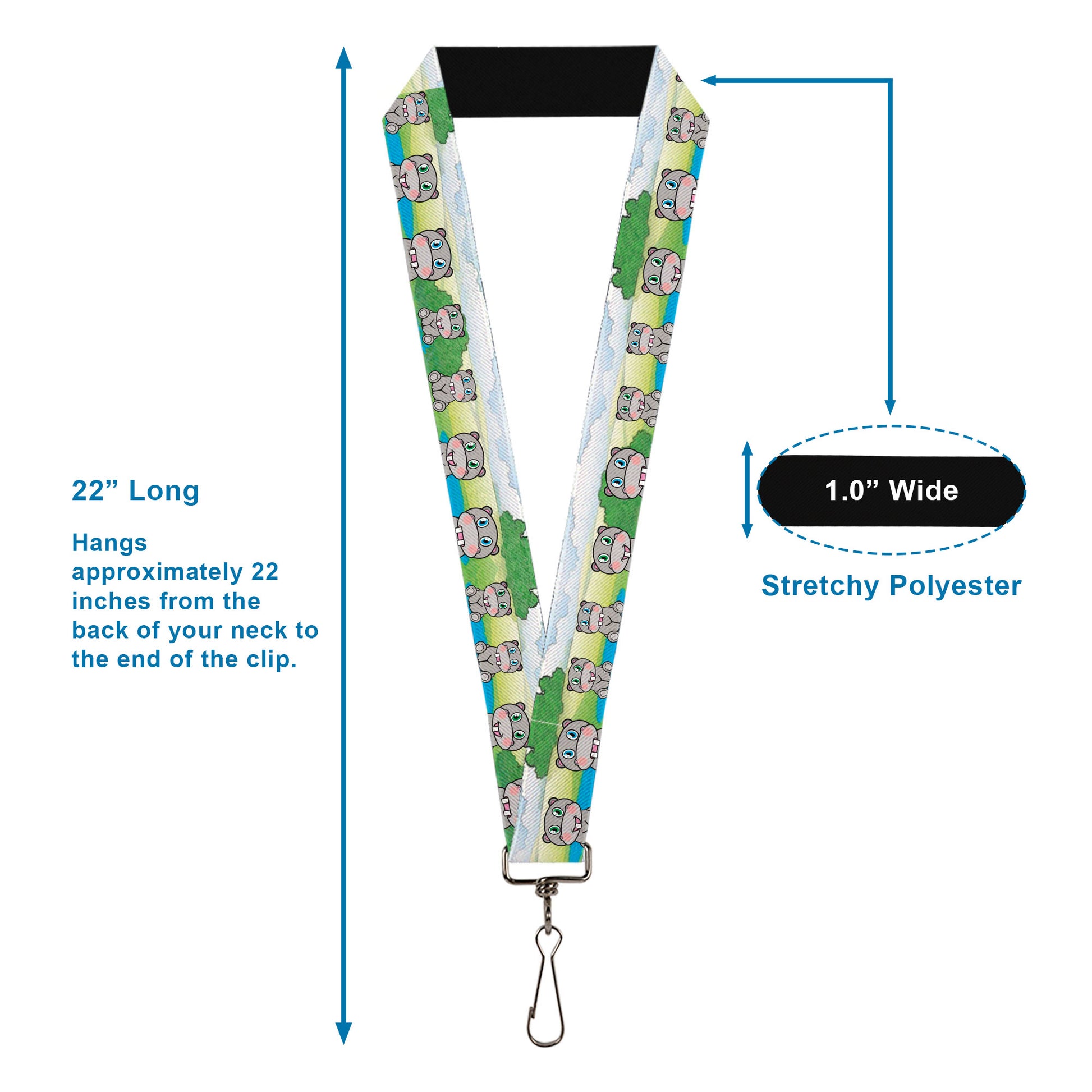 Lanyard - 1.0" - Hippo Cartoon Lanyards Buckle-Down
