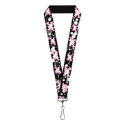 Lanyard - 1.0" - Heart & Cross Bones w Splatter Black White Lanyards Buckle-Down