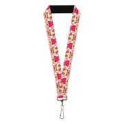 Lanyard - 1.0" - Happy Cupcakes Buffalo Plaid White Pink Lanyards Buckle-Down