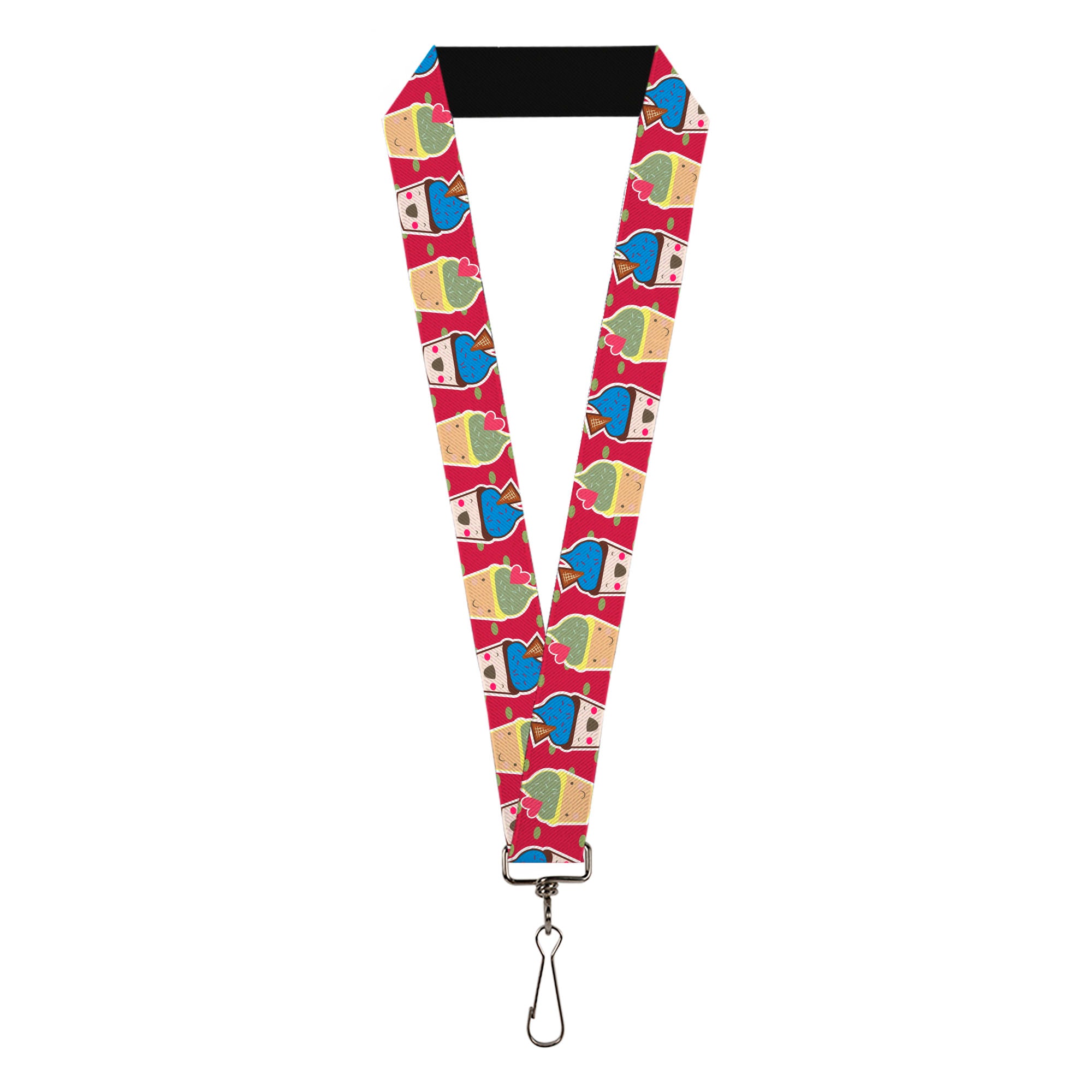 Lanyard - 1.0" - Happy Cupcakes Dots Pink Green Lanyards Buckle-Down