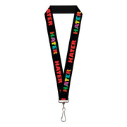 Lanyard - 1.0" - HATER Black Red Rainbow Fade Lanyards Buckle-Down