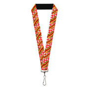 Lanyard - 1.0" - Hot Dogs Buffalo Plaid White Red Lanyards Buckle-Down