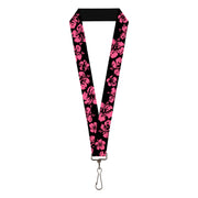 Lanyard - 1.0" - Hibiscus Weathered Black Pink Lanyards Buckle-Down