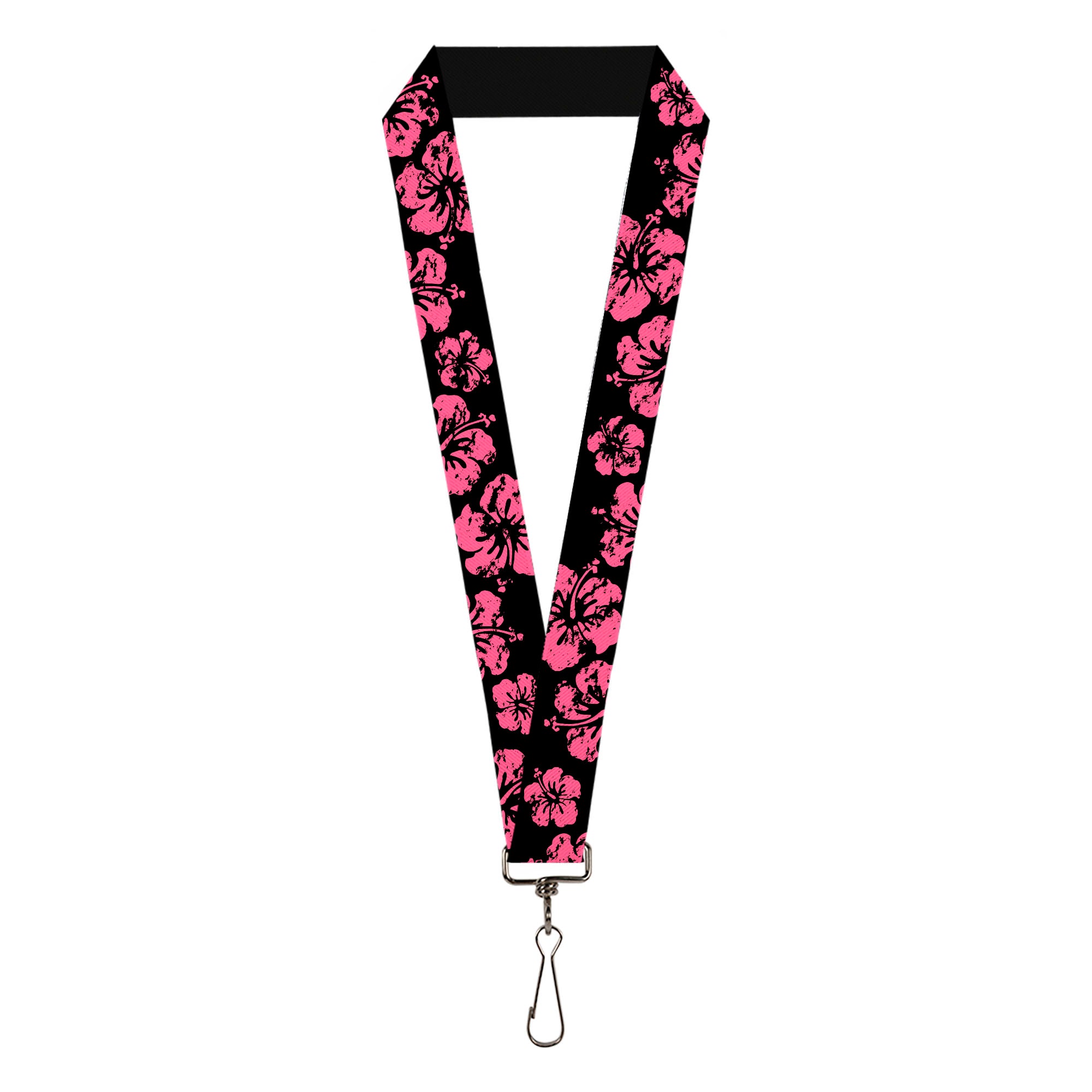 Lanyard - 1.0" - Hibiscus Weathered Black Pink Lanyards Buckle-Down