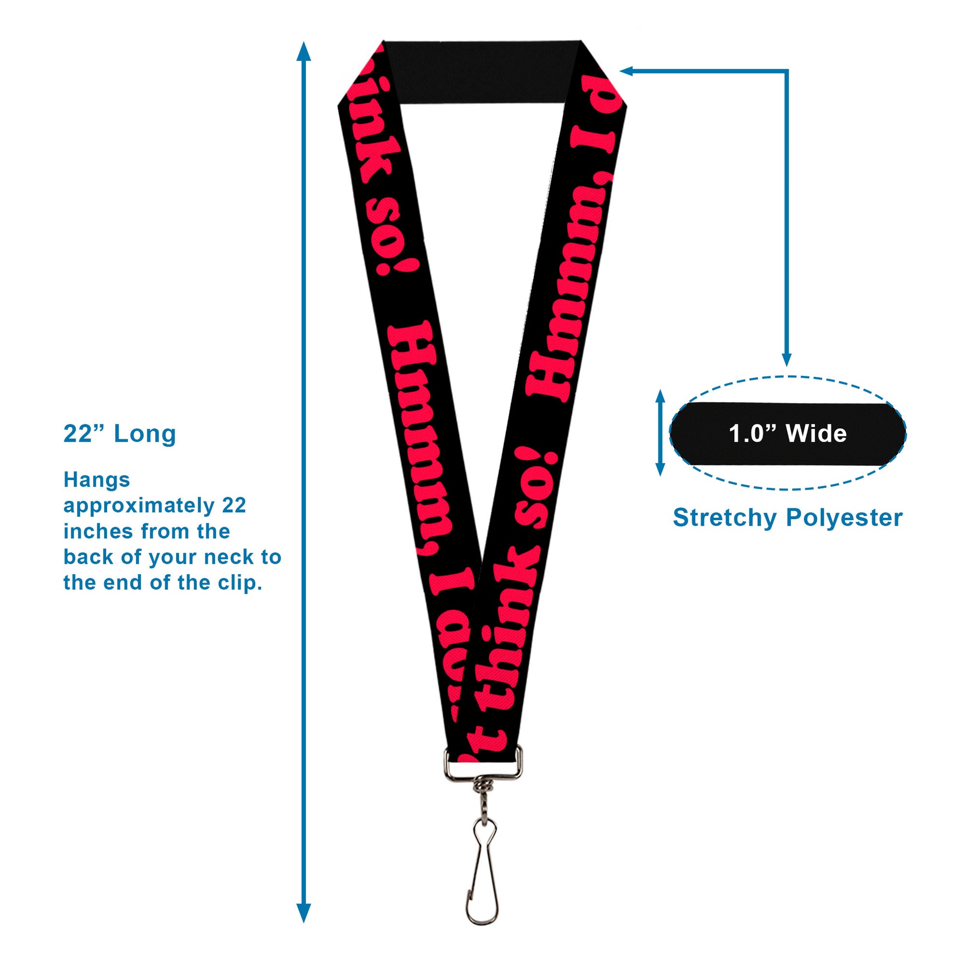 Lanyard - 1.0" - HMMM, I DON'T THINK SO! Black Pink Lanyards Buckle-Down