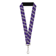 Lanyard - 1.0" - Houndstooth Gray Purple White Lanyards Buckle-Down